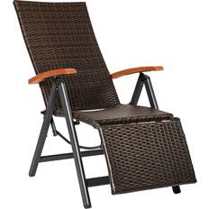Gartenstühle tectake Rattanstuhl Brisbane Klappbar mit Aluminiumgestell und Fußablage 58 x 77 x 113 cm