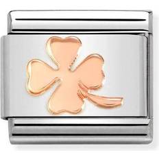 Rosaguld Charms & Vedhæng Nomination Classic Rose Gold Lucky Four Leaf Clover Charm