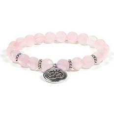 Zink Armbånd Phonix Mala Armbånd Af Rosenkvarts Med Vedhæng - 21 Perler Ohm