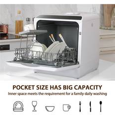 Countertop Dishwashers - White Puluomis Puluomis Mini Top Dishwasher White