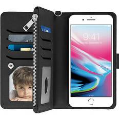 Apple iPhone 6 Plus/6S Plus Étuis portefeuille Avizar Etui iphone 6 plus/6s plus/7 plus/8 plus portefeuille coque amovible noir