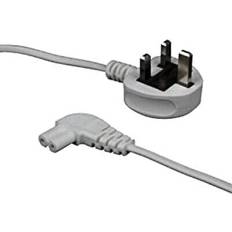 Electrosmart White 5m mains power cable 3 pin moulded uk plug right angled iec c7 figure 8