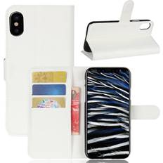 Cover med kortholder til iphone 10 MAULUND Apple iPhone X/XS Litchi Flip Cover m. Kortholder Hvid