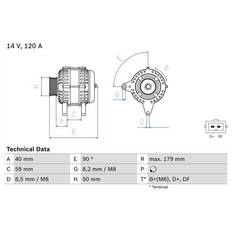 Bosch Generatoren Bosch Dynamo Alternator 14V 120A 0 986 041 300