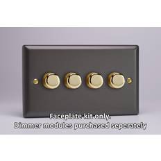 Red Dimmers Varilight WYD4V.SL Vogue Slate 4 Gang Dimmer Plate Only Dimmer Knobs