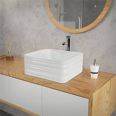 ML Design Lavabo Forma Cuadrada 39 x 39 x 15 Cm Cerámica Blanca Diseío