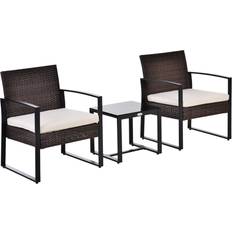 Metall Lounge-Sets OutSunny Polyrattan Gartenset 3 tlg. Balkonmöbel Lounge-Set