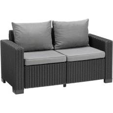 Keter Divani e Panche da Esterno Keter California Sofa 2 Seater Con Cuscini Seduta-Schienale 141x68x71.5H Round Wicker 6 mm Grafite Divano da Esterno