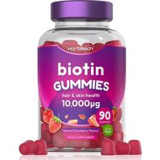 Erdbeere Nahrungsergänzung Horbäach Biotin gummies 10,000mcg 90 vegan