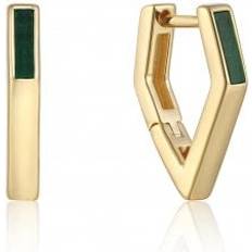 Beige Earrings Ania Haie Gold Malachite Angular Hoop Earrings