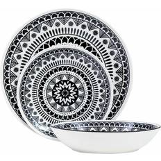 Nero Servizi da Tavola Premier Housewares Maya Dinner Set - Black/White - Dolomite - Set of 12 Servizio da Tavola