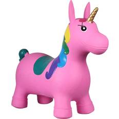 Plastique Jouets Gonflables QHP Jouet cheval Jumpy Unicorn Rose