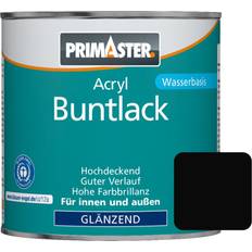 Für den Außenbereich - Grundierung Malerfarbe Primaster Primaster Acryl Buntlack RAL 9005 Schwarz 0.75L