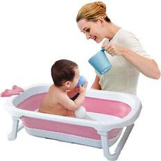 Pink Baby Bathtubs Newborn baby foldable bathtub non slip legs stable support gift toddler bathroom