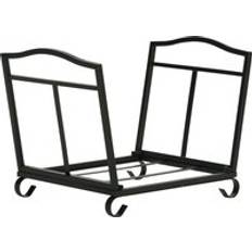 OutSunny Firewood Log Rack Fireplace Log Holder Wood Storage Rack with Scrolls, Foldable Design, for Outdoor and Indoor Use, 48 x 34 x 37cm, Black
