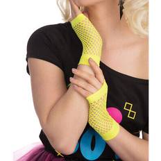 Bristol Novelty Neon Yellow Fishnet Short Gloves