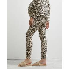 Womens Beige Animal Print Maternity Leggings Beige