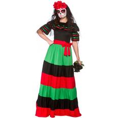 Wicked Medium Day of the Dead Senorita Costume Halloween Green/Black/Red