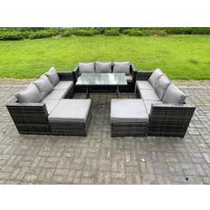 Steel Outdoor Lounge Sets Fimous 11 Wicker PE Garden Outdoor Lounge Set