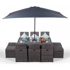 Oak Furniture King Giardino Rattan 6 Cube Parasol Patio Dining Set