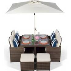 Oak Furniture King Giardino Rattan 4 Cube Parasol Patio Dining Set