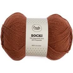 Socki Garn Enfärgat Ullmix 100 g Milk Chocolate
