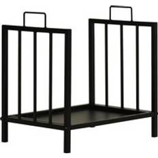 OutSunny Firewood Log Rack Fireplace Log Holder Wood Storage Rack with 2 Handles, for Outdoor and Indoor Use, 42 x 32.5 x 46cm, Black