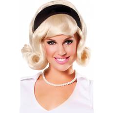 50's Short Wigs Horror-Shop 50er Jahre Perücke mit Haarband Blond bestellen