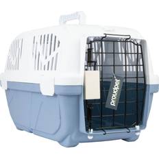 Proudpet Portable hard blue pet carrier cat dog puppy crate basket box