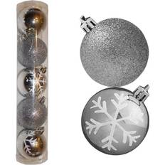 Silver Christmas Tree Ornaments Davies Decoration 5 Pack 60mm Snowflake & Glitter Baubles Christmas Tree Ornament