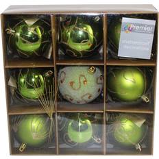 Green Christmas Tree Ornaments Premier Decorations 9 Pack 80mm Shatterproof Baubles Christmas Tree Ornament