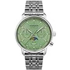 Zeppelin Women Wrist Watches Zeppelin LZ 14 Marine Moon Phase Stainless Steel Green Dial Quartz 8637M4 Women's Watch