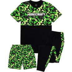 Svarte Pysjamaser Minecraft Creeper Short Pyjama Set Black 8-9 Years