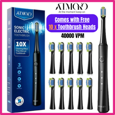 Sonic Atmoko soft electric toothbrush 3 mode rechargeable 10x free brush heads