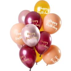 Feest Ballonnen met Tekst & Thema Folat Ballonnen 'Happy Birthday' Roze-Goud 30cm 12 stuks