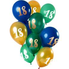 Hangend Latex ballonnen Folat Ballonnen Set 18 Jaar Groen/Goud Premium 12 Stuks