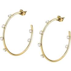 Acciaio Inossidabile Orecchini Morellato Earrings women's creole golden/crystals white saup07