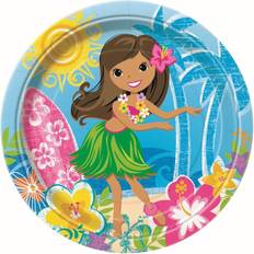 Floral Plates, Cups & Cutlery Unique Party Paper Hawaiian Plates Pack of 8