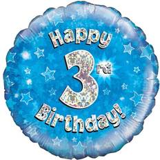 Text & Theme Balloons Oaktree 18 Inch Happy 3rd Birthday Holographic Balloon