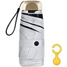 Vicloon Mini-paraply, fickparaply med gyllene handtag, 210T, svart gummiduk och 6 aluminiumlegeringsribbor, hopfällbart kompakt reseparaply, UPF >50 UV-motstånd, regn- och solparaply grått