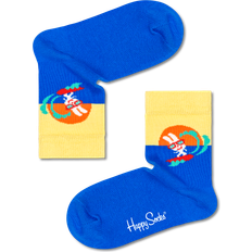 S Sukat Happy Socks Fun Kids Bunny Sock - Surfing Waves - Blue/Light Yellow/Turquoise/Orange/White/Red