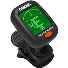 Ukulele tuner Cascha Stimmgerät für Gitarre, Ukulele, Bass, Geige, Digital Stimmer, Clip-on Guitar Tuner, Schwarz