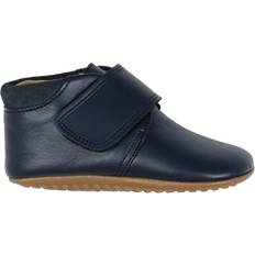 Blå Lær at gå-sko Børnesko Pom Pom Futter Velcro Navy-19