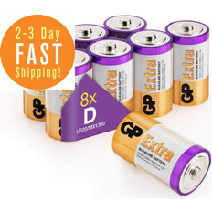 Batterier & Laddbart GP Batteries Alkaliska D- batteri 8-pack Extra LR20 1.5V Mono-batteri Lång livslängd, högre effektivitet, används i digitala pennor, stylus, laserljus