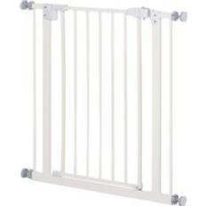 Pet Metal Safety Gate Pressure Fitted Stair Barrier for Dog Expandable Fence with Auto-Close Door Double Locking System 74cm to 84 cm White