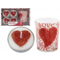 Candles & Accessories Five Glitter Heart Tea Lights & Candle