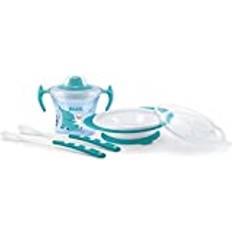 Baby Dinnerware Nuk learn to eat set trainer sippy cup feeding bowl and spoons bpa-free blue