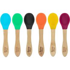 Baby Care Tiny Dining Children's Bamboo Silicone Tip Spoons 6 Colours Multi