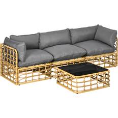 Braun Lounge-Sets OutSunny 4 tlg. Lounge-Set