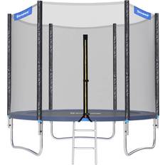 Trampolines Songmics Trampoline extérieur avec échelle et filet de protection, Bleu Ø 244 cm